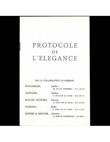 Mode masculine - Protocole de l'Elégance (circa 1950-1960s) Economisez 