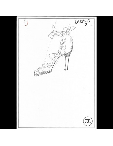 Chanel -  Dessin d'une chaussure pour une collection haute-couture (circa 1990s) la chaussure