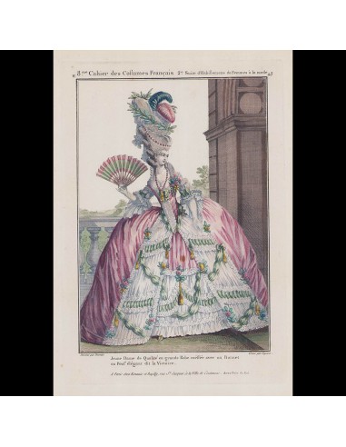 Gallerie des Modes et Costumes Français, gravure n° h43, Jeune Dame de Qualité en Grande Robe (1778) online